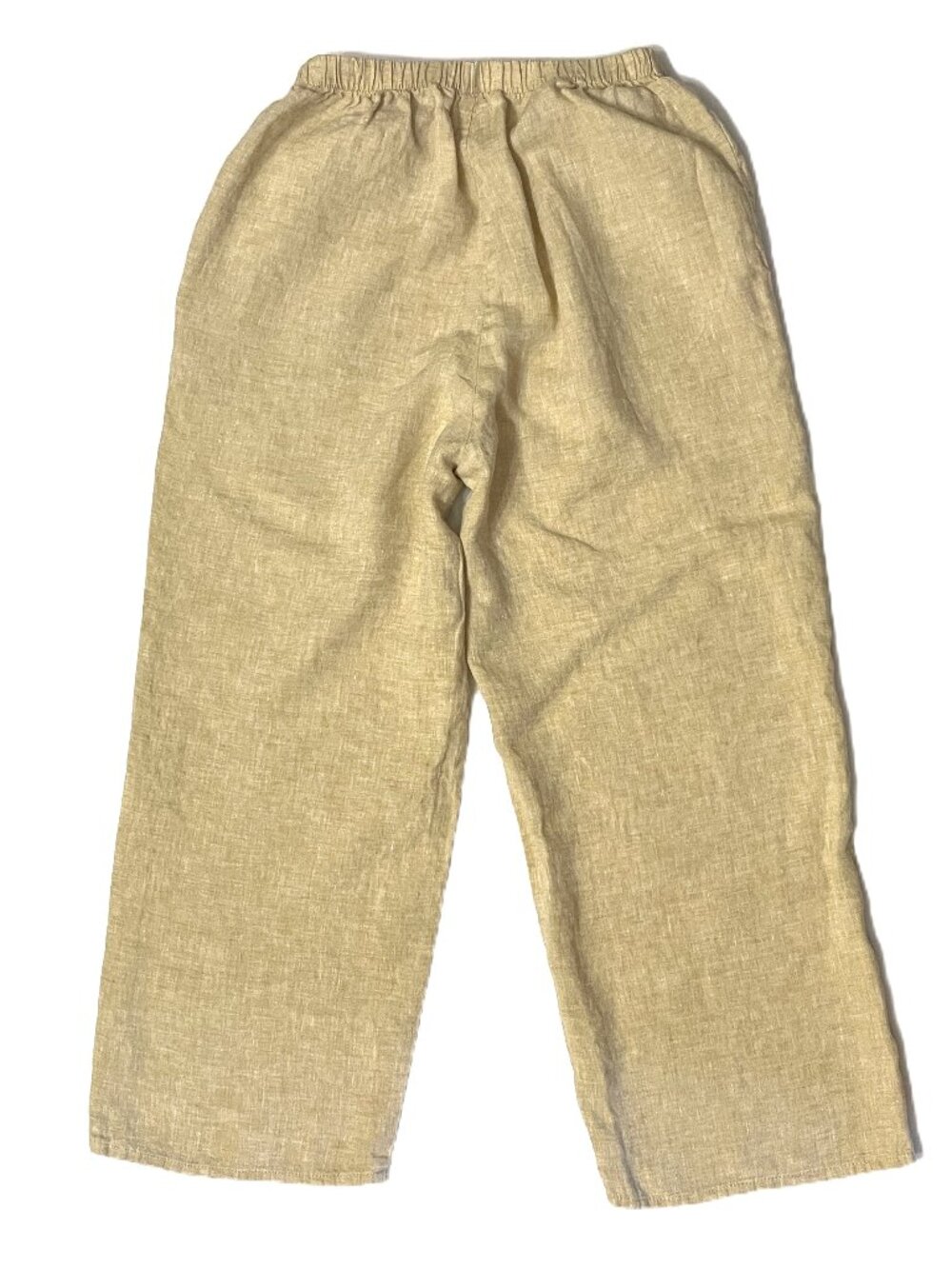 FLAX Pants 100% Linen Sz P (XS 4-6) Pale Yellow Elastic Waist Pockets Lagenloook - Picture 4 of 10